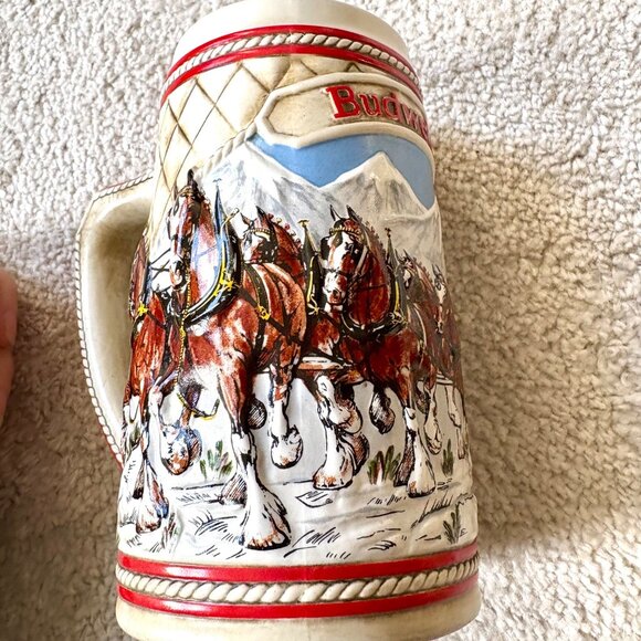 Budweiser Clydesdale Beer Stein Pair Vintage Limited Edition Collectible Barware - Picture 7 of 12